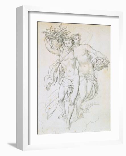 Psyche and Cupid, C1820-1857-Achille Deveria-Framed Giclee Print