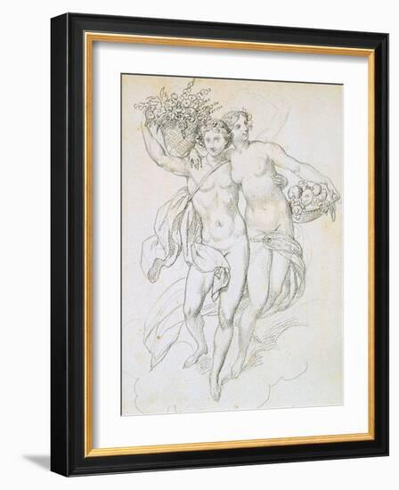 Psyche and Cupid, C1820-1857-Achille Deveria-Framed Giclee Print