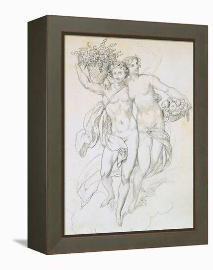 Psyche and Cupid, C1820-1857-Achille Deveria-Framed Premier Image Canvas