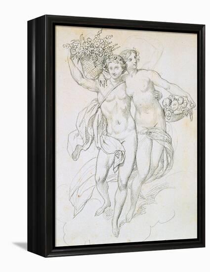 Psyche and Cupid, C1820-1857-Achille Deveria-Framed Premier Image Canvas