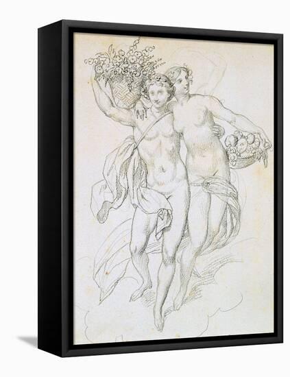 Psyche and Cupid, C1820-1857-Achille Deveria-Framed Premier Image Canvas