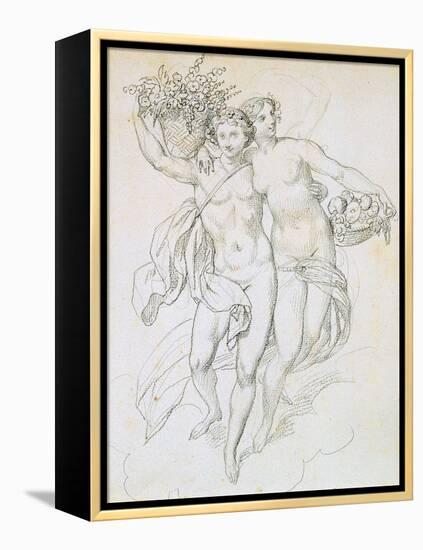 Psyche and Cupid, C1820-1857-Achille Deveria-Framed Premier Image Canvas