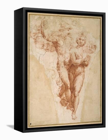 Psyche Carried by Mercury to Olympus (Chalk on Paper)-Giulio Romano-Framed Premier Image Canvas