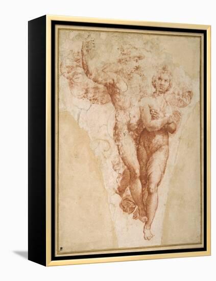 Psyche Carried by Mercury to Olympus (Chalk on Paper)-Giulio Romano-Framed Premier Image Canvas
