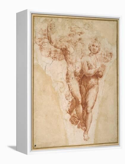 Psyche Carried by Mercury to Olympus (Chalk on Paper)-Giulio Romano-Framed Premier Image Canvas
