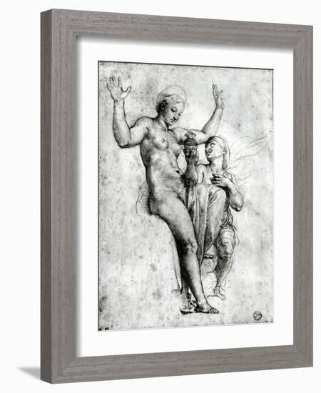 Psyche Presenting Venus with Water from the Styx, 1517-Raphael-Framed Giclee Print