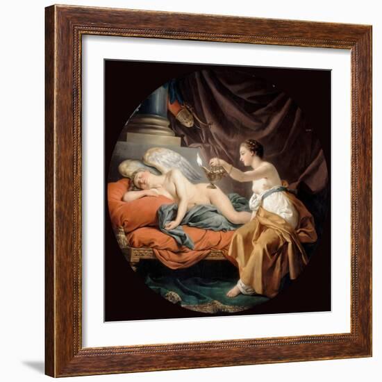 Psyche Surprising Sleeping Cupid-Louis-Jean-François Lagrenée-Framed Giclee Print