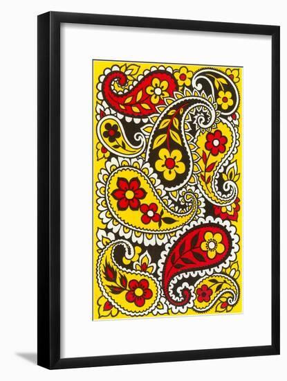 Psychedelic Paisleys, Yellow and Red-null-Framed Art Print