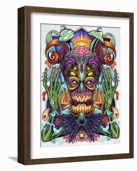 Psychedelic Tiki Creature-FlyLand Designs-Framed Giclee Print