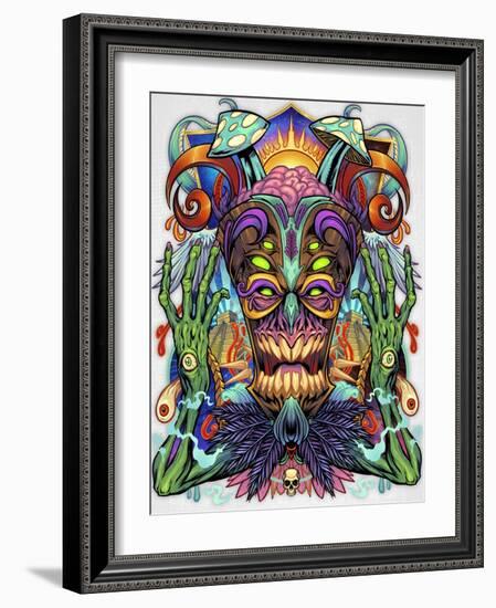 Psychedelic Tiki Creature-FlyLand Designs-Framed Giclee Print