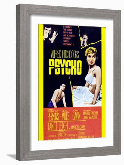 Psycho, Anthony Perkins, Vera Miles, Janet Leigh, John Gavin, 1960-null-Framed Premium Giclee Print
