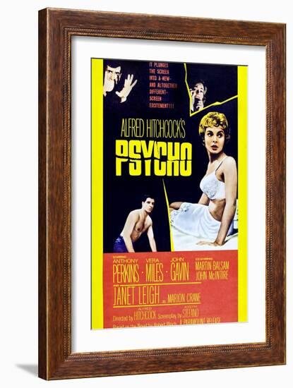 Psycho, Anthony Perkins, Vera Miles, Janet Leigh, John Gavin, 1960-null-Framed Premium Giclee Print