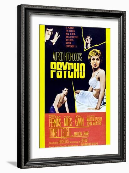 Psycho, Anthony Perkins, Vera Miles, Janet Leigh, John Gavin, 1960-null-Framed Premium Giclee Print