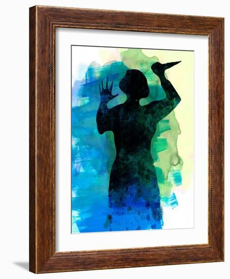 Psycho in the Shower Watercolor-Lora Feldman-Framed Art Print