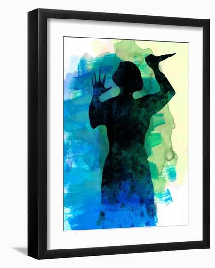 Psycho in the Shower Watercolor-Lora Feldman-Framed Art Print