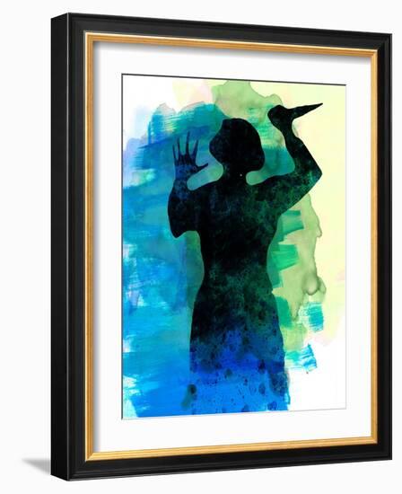 Psycho in the Shower Watercolor-Lora Feldman-Framed Art Print