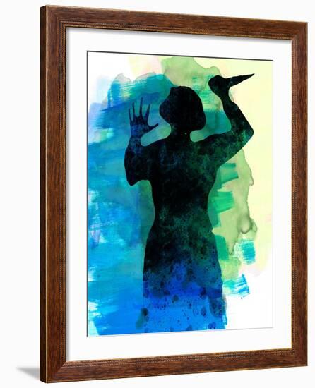 Psycho in the Shower Watercolor-Lora Feldman-Framed Art Print