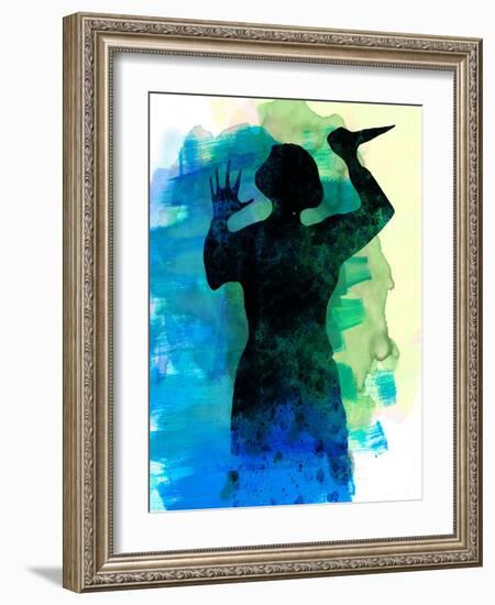 Psycho in the Shower Watercolor-Lora Feldman-Framed Art Print