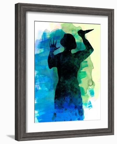 Psycho in the Shower Watercolor-Lora Feldman-Framed Art Print