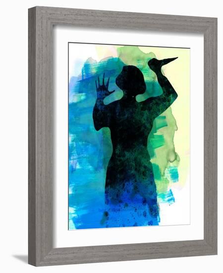 Psycho in the Shower Watercolor-Lora Feldman-Framed Art Print