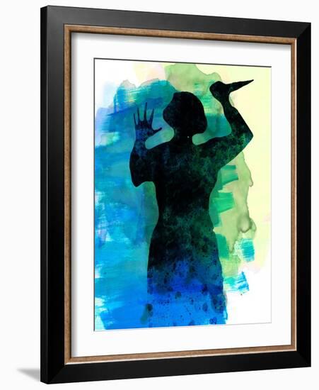 Psycho in the Shower Watercolor-Lora Feldman-Framed Art Print