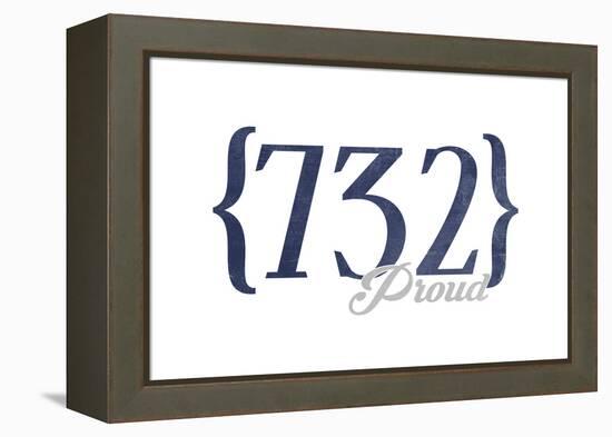 Pt. Pleasant Beach, New Jersey - 732 Area Code (Blue)-Lantern Press-Framed Stretched Canvas