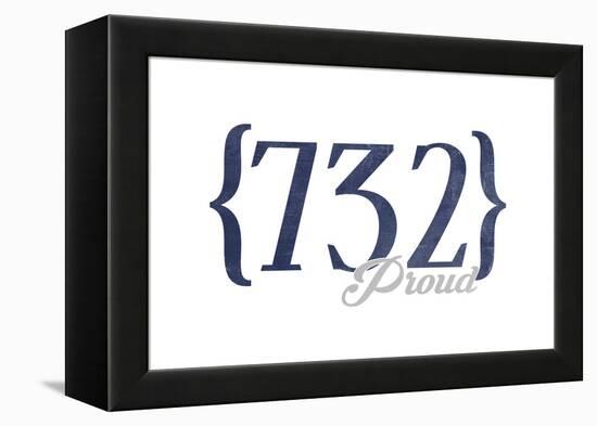 Pt. Pleasant Beach, New Jersey - 732 Area Code (Blue)-Lantern Press-Framed Stretched Canvas