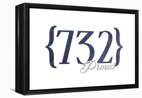 Pt. Pleasant Beach, New Jersey - 732 Area Code (Blue)-Lantern Press-Framed Stretched Canvas