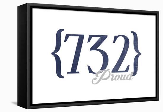 Pt. Pleasant Beach, New Jersey - 732 Area Code (Blue)-Lantern Press-Framed Stretched Canvas
