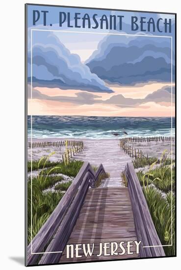 Pt. Pleasant Beach, New Jersey - Beach Boardwalk Scene-Lantern Press-Mounted Art Print