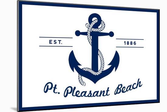 Pt. Pleasant Beach, New Jersey - Blue and White Anchor-Lantern Press-Mounted Art Print