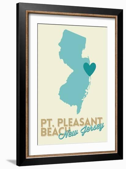 Pt. Pleasant Beach, New Jersey - Heart Design (Blue and Teal)-Lantern Press-Framed Art Print
