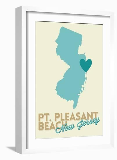 Pt. Pleasant Beach, New Jersey - Heart Design (Blue and Teal)-Lantern Press-Framed Art Print