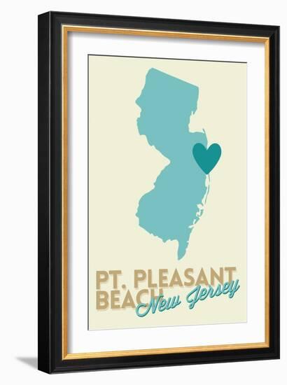 Pt. Pleasant Beach, New Jersey - Heart Design (Blue and Teal)-Lantern Press-Framed Art Print