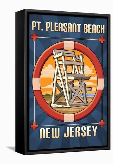 Pt. Pleasant Beach, New Jersey - Lifeguard Chair-Lantern Press-Framed Stretched Canvas