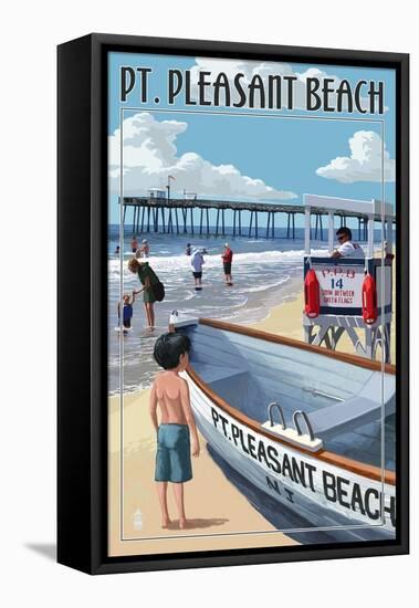 Pt. Pleasant Beach, New Jersey - Lifeguard Stand-Lantern Press-Framed Stretched Canvas