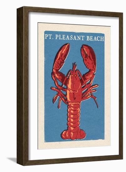 Pt. Pleasant Beach, New Jersey - Lobster Woodblock-Lantern Press-Framed Premium Giclee Print