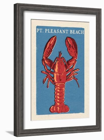 Pt. Pleasant Beach, New Jersey - Lobster Woodblock-Lantern Press-Framed Art Print