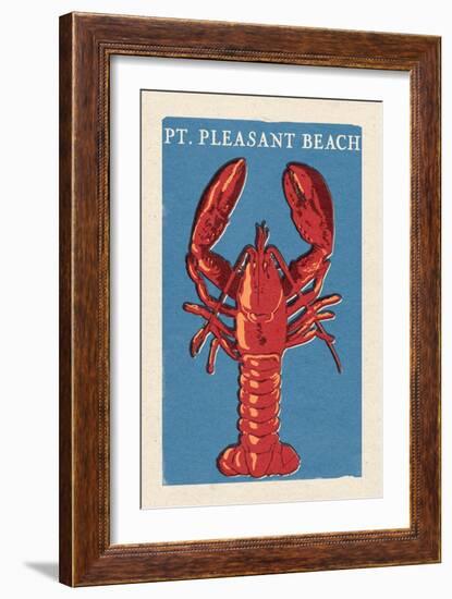 Pt. Pleasant Beach, New Jersey - Lobster Woodblock-Lantern Press-Framed Art Print