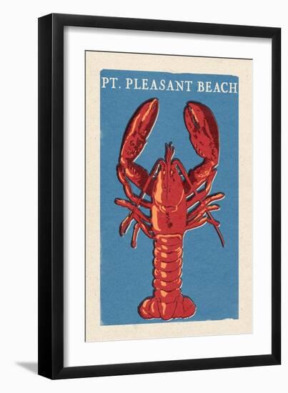 Pt. Pleasant Beach, New Jersey - Lobster Woodblock-Lantern Press-Framed Art Print