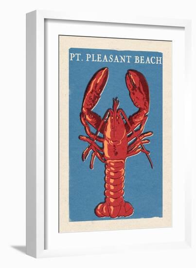 Pt. Pleasant Beach, New Jersey - Lobster Woodblock-Lantern Press-Framed Art Print