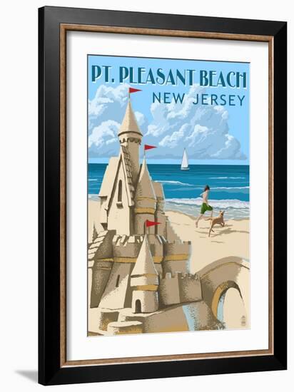 Pt. Pleasant Beach, New Jersey - Sandcastle-Lantern Press-Framed Art Print