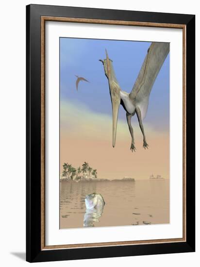 Pteranodon Fishing for Food-null-Framed Art Print