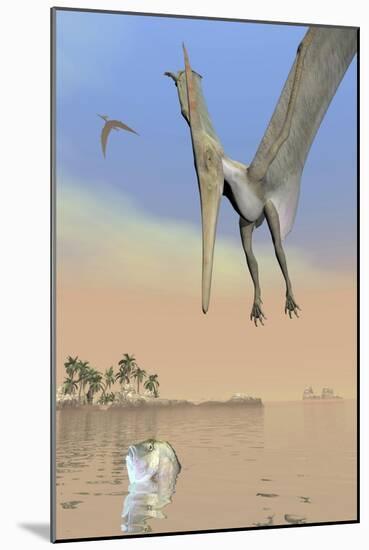 Pteranodon Fishing for Food-null-Mounted Art Print