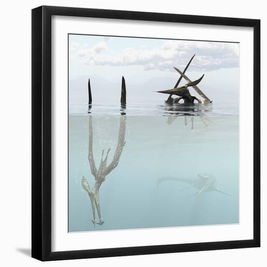 Pteranodon Pterosaur Diving Underwater Hunting for Fish-Stocktrek Images-Framed Art Print