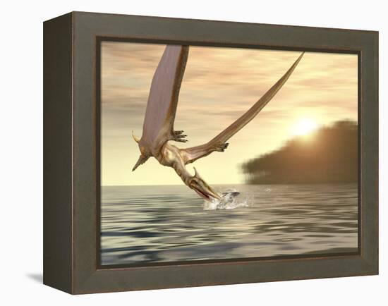 Pterosaur Fishing, Computer Artwork-Roger Harris-Framed Premier Image Canvas