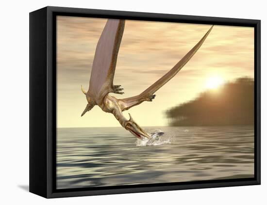 Pterosaur Fishing, Computer Artwork-Roger Harris-Framed Premier Image Canvas