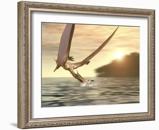 Pterosaur Fishing, Computer Artwork-Roger Harris-Framed Photographic Print