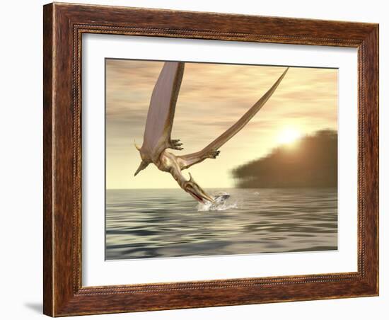 Pterosaur Fishing, Computer Artwork-Roger Harris-Framed Photographic Print