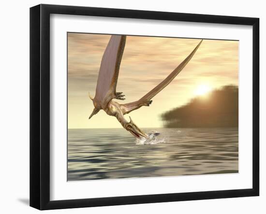 Pterosaur Fishing, Computer Artwork-Roger Harris-Framed Photographic Print